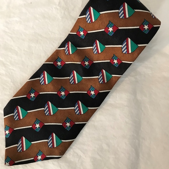 OSCAR DE LA RENTA SHEILDS & STRIPES NECK TIE - Picture 6 of 7